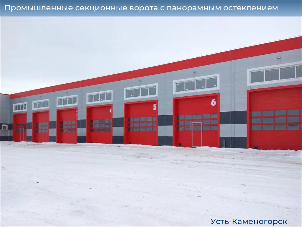 Промышленные секционные ворота с панорамным остеклением, 